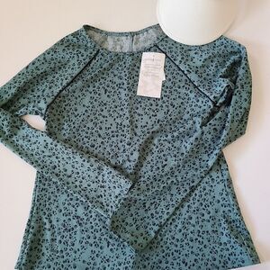 NWT Aqua Tech Long Sleeved Turquoise Print Sun Protection Swim Top Mediium